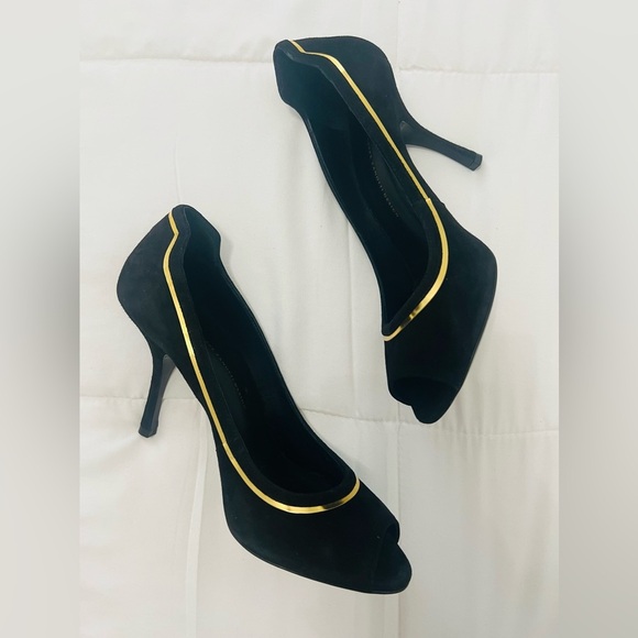 Giuseppe Zanotti Designer Womens Open Toe Pumps With Gold Accent Size US 10/IT40 - Picture 7 of 9
